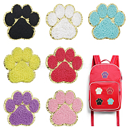 28Pcs 7 Colors Towel Embroidery Style Cloth Self-Adhesive/Sew on Patches, Appliques, Badges, for Clothes, Dress, Hat, Jeans, Paw Print, Mixed Color, 6.9x7.1x0.25cm(DIY-CA0004-87)