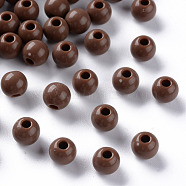 Opaque Acrylic Beads, Round, Camel, 6x5mm, Hole: 1.8mm, about 4400pcs/500g(MACR-S370-C6mm-A17)