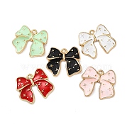 Alloy Enamel Pendants, Cadmium Free & Nickel Free & Lead Free, Bowknot, Mixed Color, 19x21x4mm, Hole: 1.4mm(FIND-O003-07A-G)