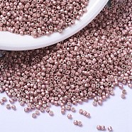 MIYUKI Delica Beads, Cylinder, Japanese Seed Beads, 11/0, (DB1156) Galvanized Semi-Frosted Pink Blush, 1.3x1.6mm, Hole: 0.8mm, about 20000pcs/bag, 100g/bag(SEED-J020-DB1156)