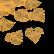 Autumn Theme Orange Frosted Transparent Acrylic Leaf Pendants, about 24mm long, 22.5mm wide, 3mm thick, hole: 1mm(X-PAF002Y-13)