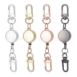 4Pcs 4 Colors Heavy Duty Alloy Retractable Keychain Clasps, Retractable ID Badge Key Reel Holder, with Double Swivel Clasps, DIY Keychain Making Supplies, Mixed Color, 115mm, 1pc/color(FIND-SC0004-32)
