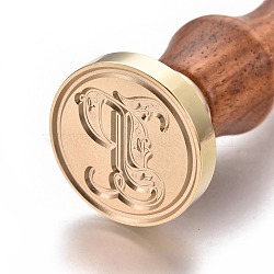 Brass Retro Initials Wax Sealing Stamp, Gothic 26 Letters A-Z Wax Seal Stamp with Rosewood Handle for Post Decoration DIY Card Making, Letter.P, 90x25mm(AJEW-F046-03P)