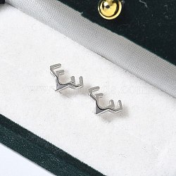 925 Sterling Silver Stud Earrings for Women, Deer, Platinum, 7x10mm(EJEW-K303-03P)