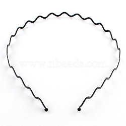 Hair Accessories Iron Wavy Hair Band Findings, Black, 126mm(OHAR-Q043-08)
