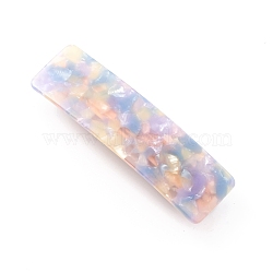 Cellulose Acetate(Resin) Hair Barrette, with Platinum Iron Findings, Rectangle, Colorful, 84.5x24x14mm(PHAR-F012-02F)