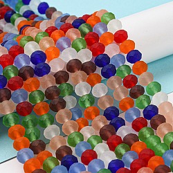 Transparent Glass Beads Strands, Faceted, Frosted, Rondelle, Mixed Color, 8mm, Hole: 1mm(EGLA-A034-M8mm-63)