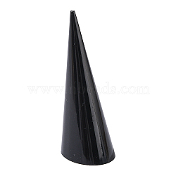 Acrylic Organic Glass Ring Displays, Cone, Black, 25.5x69mm(RDIS-F002-01)