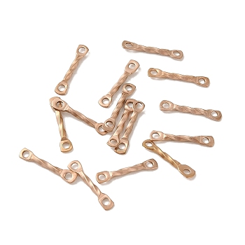Ion Plating(IP) 304 Stainless Steel Connector Charms, Twisted Bar, Rose Gold, 10x2x1mm, Hole: 1mm