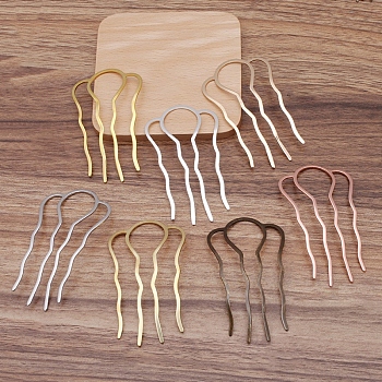 Brass Hair Combs Findings, Raw(Unplated), 63.5x35x1mm