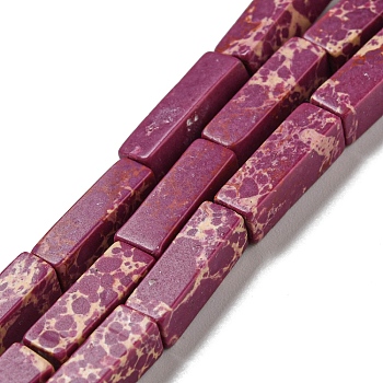 Synthetic Imperial Jasper Dyed Beads Strands, Rectangle, Old Rose, 13~13.5x4~4.5x4~4.5mm, Hole: 1.4mm, about 28~29pcs/strand, 14.49''~14.96''(36.8~38cm)