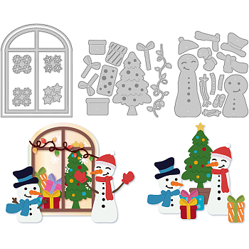 Christmas Carbon Steel Cutting Dies Stencils, for DIY Scrapbooking, Photo Album, Decorative Embossing Paper Card, Stainless Steel Color, Snowman, 102~124x95~134x0.8mm, 3pcs/set