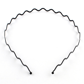 Hair Accessories Iron Wavy Hair Band Findings, Black, 126mm