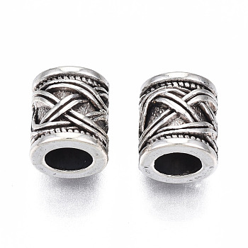 Tibetan Style Alloy European Beads, Large Hole Beads, Cadmium Free & Lead Free, Column, Antique Silver, 9x8mm, Hole: 4.5mm, about 690pcs/1000g