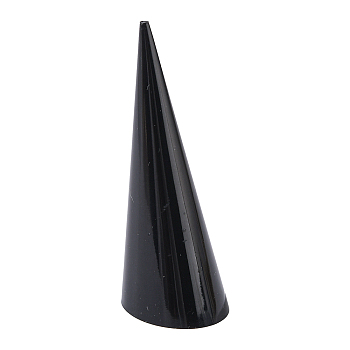 Acrylic Organic Glass Ring Displays, Cone, Black, 25.5x69mm