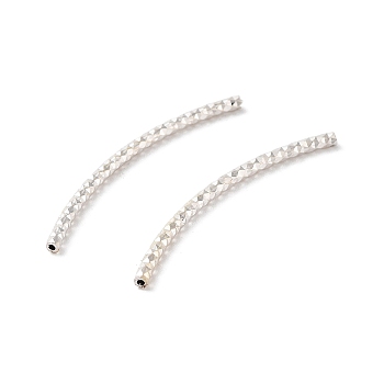 925 Sterling Silver Curved Tube Beads, Textured, Silver, 30x1.5mm, Hole: 0.7mm, 34pcs/10g