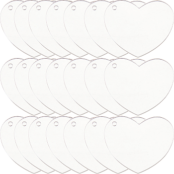 30PCS Transparent Acrylic Disc Big Pendants, Heart, Clear, 50x2mm