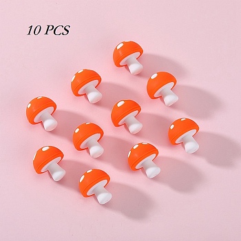 10Pcs Mushroom Silicone Focal Beads, Chewing Beads  For Teethers, DIY Nursing Necklaces Making, Orange, 18mm, Hole: 2mm