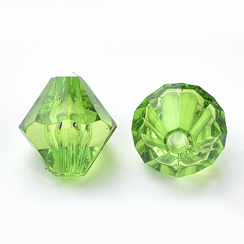 Transparent Acrylic Beads, Bicone, Lime Green, 8x7.5mm, Hole: 2mm, about 2640pcs/500g