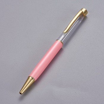 Creative Empty Tube Ballpoint Pens, with Black Ink Pen Refill Inside, for DIY Glitter Epoxy Resin Crystal Ballpoint Pen Herbarium Pen Making, Golden, Pink, 140x10mm