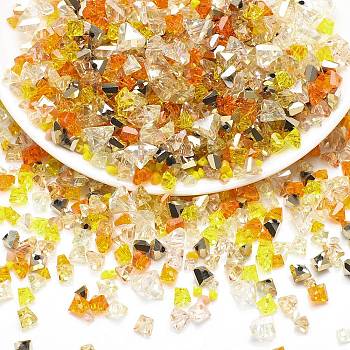 Opaque & Transparent Glass Beads, Faceted Nuggets, Yellow, 2~5x2.5~8x3~5mm, Hole: 1~1.4mm, about 10g/bag