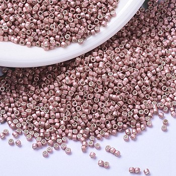 MIYUKI Delica Beads, Cylinder, Japanese Seed Beads, 11/0, (DB1156) Galvanized Semi-Frosted Pink Blush, 1.3x1.6mm, Hole: 0.8mm, about 20000pcs/bag, 100g/bag