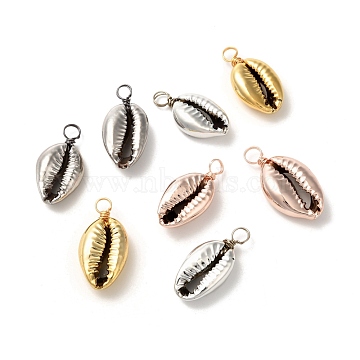 Electroplated Shell Beads Pendants, with Eco-Friendly Copper Wire, Mixed Color, 23~26x11~13x6~7.5mm, Hole: 3.5mm(PALLOY-JF01002)