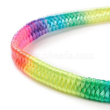 Rainbow Color Polyester Braided Adjustable Bracelet Making for Women(BJEW-F454-01)-3