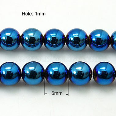 6mm Blue Round Non-magnetic Hematite Beads