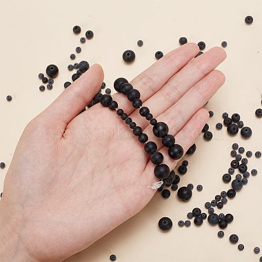 ARRICRAFT 314pcs 4 Styles Synthetic Black Stone Beads Strands(G-AR0005-33)-4