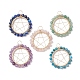 Mixed Gemstone Faceted Round Copper Wire Wrapped Pendants(PALLOY-JF02550)-1