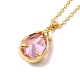 Pink Cubic Zirconia Pendant Necklace(NJEW-H161-01G)-3
