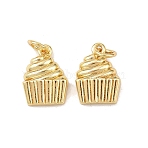 Brass Pendants, Cake Charms, Long-Lasting Plated, Lead Free & Cadmium Free, Rack Plating, with Jump Ring, Real 18K Gold Plated, 13x9.5x3mm, Hole: 3.3mm(KK-Z132-02G-01)
