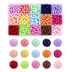 15 Colors Opaque Acrylic Beads, Round, Mixed Color, 6x5mm, Hole: 1.8mm, about 60pcs/color(MACR-TA0001-69)