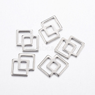 304 Stainless Steel Links connectors, Double Rhombus, Stainless Steel Color, 16x11.5x1mm, Hole: 4~9x2~4mm(X-STAS-L200-08P)