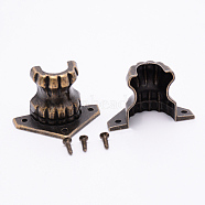 Zinc Alloy Bracket, Corner Protector, Elephant Shape, Antique Bronze, 24x35.5x20mm, Hole: 2.5mm, Screw: 4x8mm, pin: 2mm, 3pcs.(PALLOY-WH0070-59AB)