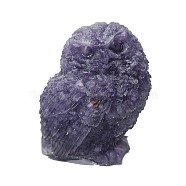 Resin Owl Display Decoration, with Natural Amethyst Chips inside Statues for Home Office Decorations, 90x80x100mm(PW-WG10820-04)