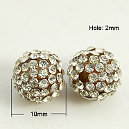 Resin Rhinestone Beads, Grade A, Round, Crystal, 10mm, Hole: 2mm(RB-A025-10mm-A37)