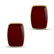 SHEGRACE Alloy Epoxy Resin Stud Earrings, with 925 Sterling Silver Pins, Rectangle, Dark Red, 18x13mm(JE852D)
