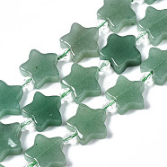 Natural Green Aventurine Beads Strands, with Seed Beads, Star, 17x17x6mm, Hole: 1mm, about 19pcs/strand, 15.35 inch~15.55 inch(39~39.5cm)(G-N333-001)