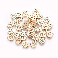 304 Stainless Steel Charms, Constellation/Zodiac Sign, Real 18K Gold Plated, Cancer, 8.8x9x1mm, Hole: 0.8mm(STAS-L227-001F)