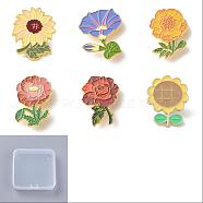 6Pcs 6 Style Flower of Life Enamel Pins, Alloy Badges for Backpack Clothes, Golden, Mixed Color, 28.5~45.5x22.5~37.5x9~10mm, 1pc/style(JEWB-SZ0001-62)