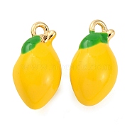 Alloy Enamel Pendants, Fruits Charms, Lemon, 13x6.5x7mm, Hole: 1.2mm(PALLOY-S032-01A-028)