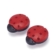 Plastic Sewing Buttons, Ladybug Shape, 1-Hole, Black, 15x13x4mm, Hole: 3x2mm(X-KY-H002-01A-01)