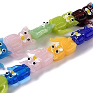 Handmade Lampwork Beads Strands, Cartoon Cat, Colorful, 19~20x15.5~18.5x7~9.5mm, Hole: 1.5mm, about 18pcs/strand, 12.99 inch(33cm)(LAMP-I022-18)