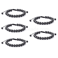 Adjustable Nylon Cord Braided Bead Bracelets, with Lava Rock Beads, 2-1/8 inch(55mm)(BJEW-F308-55G)