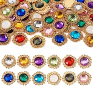 48Pcs 12 Colors Glass Cabochons, with Light Gold Tone Alloy Finding, Flower, Mixed Color, 24~24.5x5~7mm, 4pcs/color(GLAA-TA0001-52)