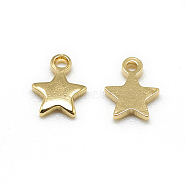 Brass Charms, Star, Real 18K Gold Plated, 6x4.5x1mm, Hole: 0.5mm(X-KK-T032-138G)