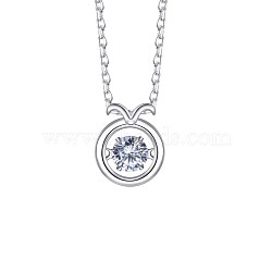 925 Sterling Silver Constellation Pendant Necklaces, Choker Necklaces, with Crystal Rhinestone, Taurus, Silver, Crystal, 15.74 inch(40cm)(NJEW-BB70752-K)