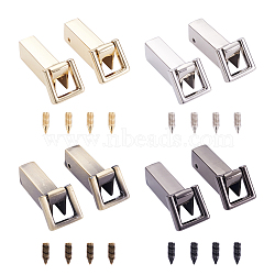 4 Set 4 Colors Zinc Alloy Bag Lock Catch Clasps, with Screws, Rectangle, Mixed Color, 3.4x1.85x1.2~1.65cm, 2pcs/set(FIND-GN0001-27)